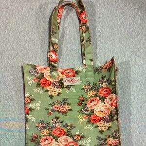 Cath Kidston Olive Green Rose Print Tote With Inside Pocket - Farmhouse Style